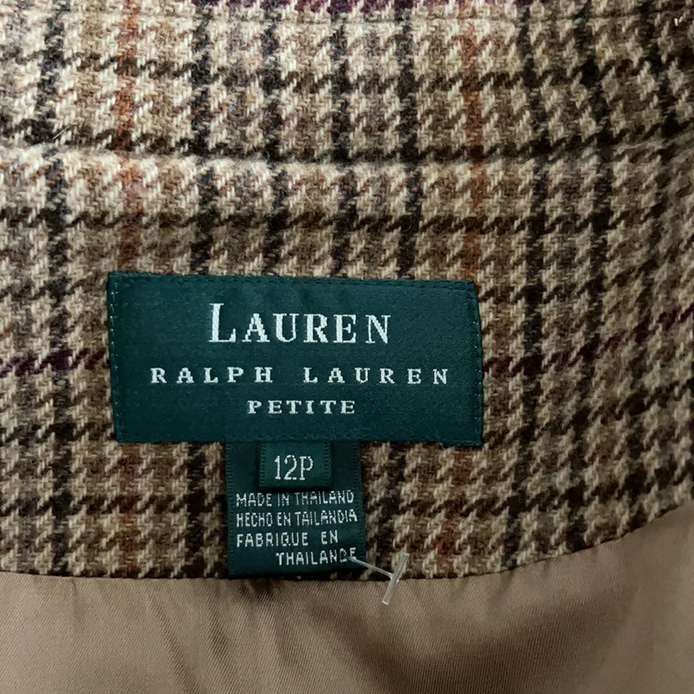 Lauren Ralph Lauren Houndstooth Plaid Zipper Virgin Wool Jacket - Picture 10 of 14